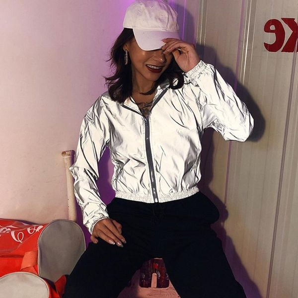 women reflective long sleeve hoodie jacket zip up sweatshirt coat hiphop windbreaker night running shiny cropped outwear women's jacket, Black;brown
women reflective long sleeve hoodie jacket zip up sweatshirt coat hiphop windbreaker night running shiny cropped outwear women's jacket, Black;brown