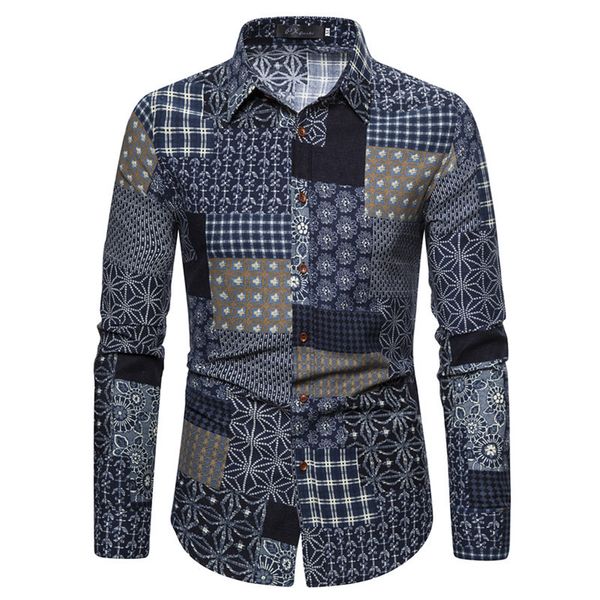 men's fashion shirts large size national pattern printing casual long sleeve, White;black
men's fashion shirts large size national pattern printing casual long sleeve, White;black