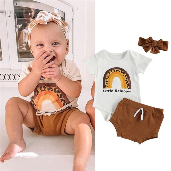 pieces kids girl suit child infant rainbow print short sleeve bodysuits shorts headband summer born set baby clothing sets, White
pieces kids girl suit child infant rainbow print short sleeve bodysuits shorts headband summer born set baby clothing sets, White
