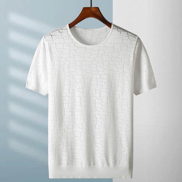 men's t-shirts summer 2022 male casual ice silk knitted short sleeve o-neck tees slim fit pullover hollow out b124, White;black
men's t-shirts summer 2022 male casual ice silk knitted short sleeve o-neck tees slim fit pullover hollow out b124, White;black