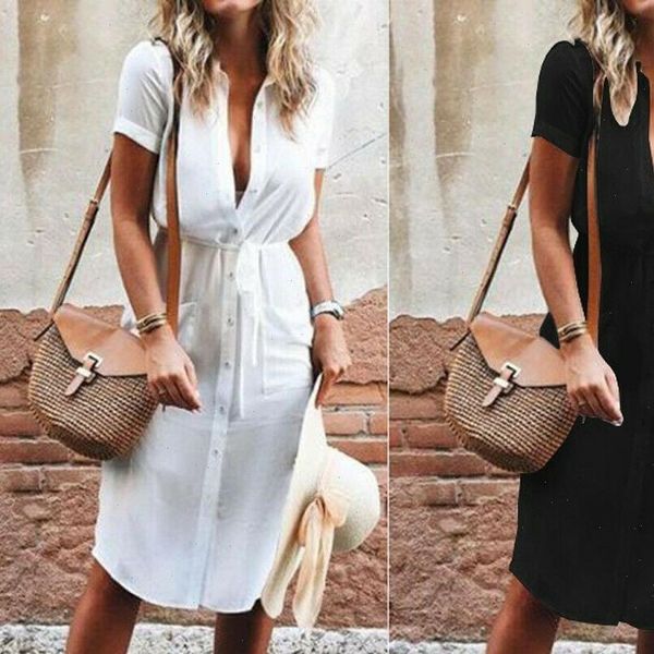 fashion short sleeve button women dresses solid casual loose long midi waist tie shirt dropshipping, Black;gray
fashion short sleeve button women dresses solid casual loose long midi waist tie shirt dropshipping, Black;gray