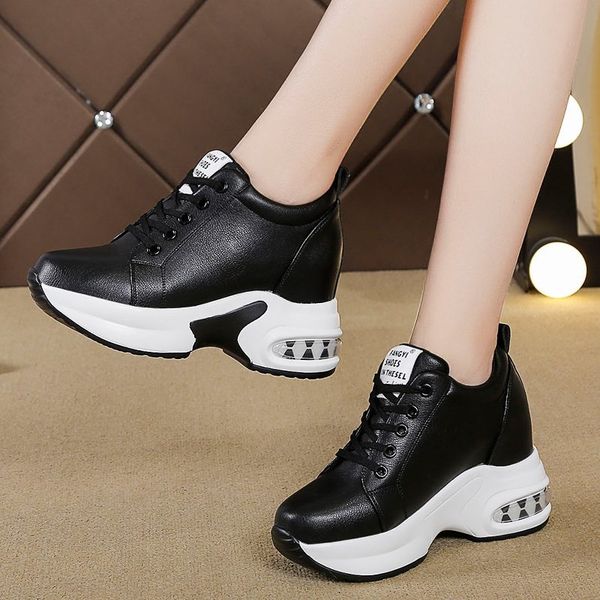 Women Sneakers Casual Platform Leather Trainers White Shoes 8.5CM Heels Autumn Wedges Breathable Woman Height Increasing Shoes, Black
Women Sneakers Casual Platform Leather Trainers White Shoes 8.5CM Heels Autumn Wedges Breathable Woman Height Increasing Shoes, Black