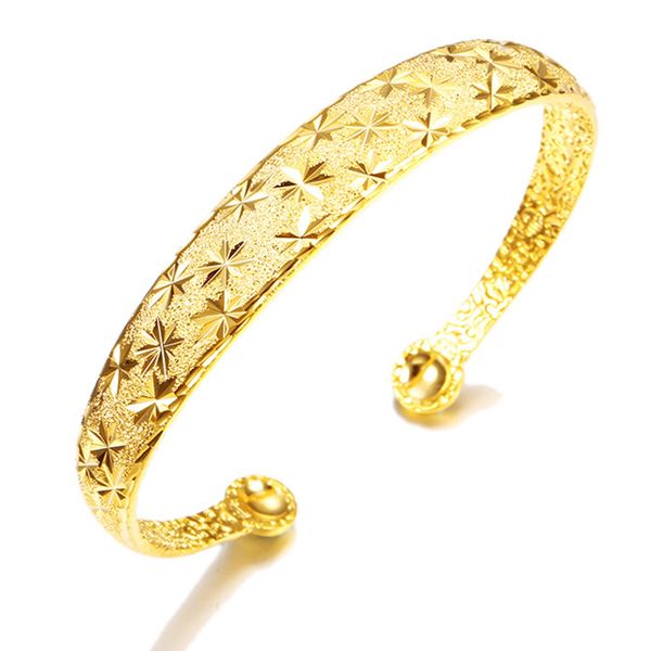 classic style womens cuff bangle 18k yellow gold filled star carved womens bangle bracelet fashion jewelry, Black
classic style womens cuff bangle 18k yellow gold filled star carved womens bangle bracelet fashion jewelry, Black