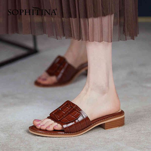 sophitina style slippers women outside leather fashion belt square buckle shoes flat bottom casual indoor female shoes ao630 210513, Black
sophitina style slippers women outside leather fashion belt square buckle shoes flat bottom casual indoor female shoes ao630 210513, Black