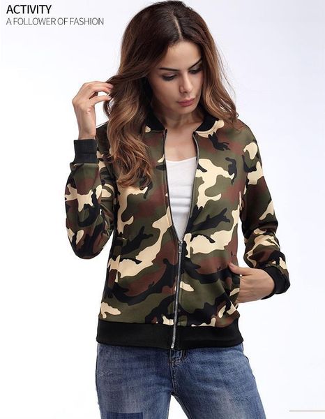 women's jackets jacket spring and autumn camouflage clothing fashion zipper baseball uniform, Black;brown
women's jackets jacket spring and autumn camouflage clothing fashion zipper baseball uniform, Black;brown