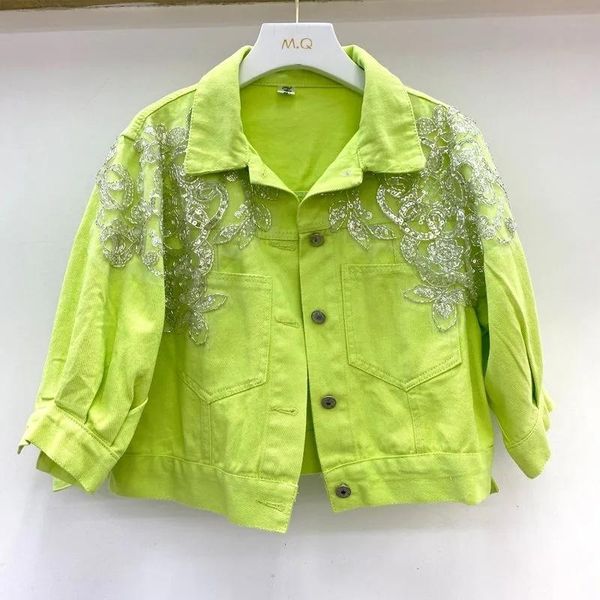 women's jackets 3/4 sleeve beaded sequins women short denim jacket spring summer casual harajuku chaqueta mujer female yellow green bas, Black;brown
women's jackets 3/4 sleeve beaded sequins women short denim jacket spring summer casual harajuku chaqueta mujer female yellow green bas, Black;brown