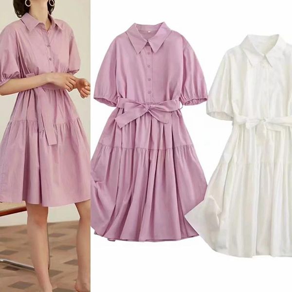 women dress 2021 summer lantern sleeve turn down collar single buttons a-line pleated long fashion female party dresses, White;black
women dress 2021 summer lantern sleeve turn down collar single buttons a-line pleated long fashion female party dresses, White;black