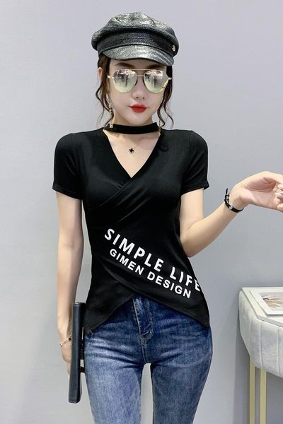 women's t-shirt fashion letter print t shirt women short sleeve v neck slim tshirt 2021summer tee clothes, White
women's t-shirt fashion letter print t shirt women short sleeve v neck slim tshirt 2021summer tee clothes, White