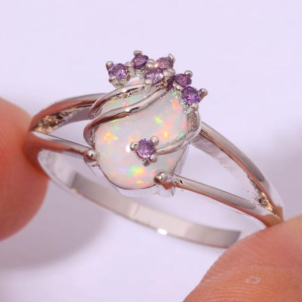 cluster rings created white fire opal purple zircon silver color wholesale fashion party for women jewelry ring size 6-10, Golden;silver
cluster rings created white fire opal purple zircon silver color wholesale fashion party for women jewelry ring size 6-10, Golden;silver