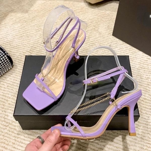 sandals 2021 women's summer chain stiletto square toe internet celebrity strap temperament wild high heel shoes, Black
sandals 2021 women's summer chain stiletto square toe internet celebrity strap temperament wild high heel shoes, Black