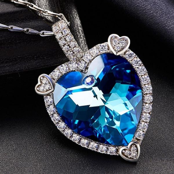 pendant necklaces fashion cubic zirconia rhinestone blue heart necklace crystal casual punk jewelry gift, Silver
pendant necklaces fashion cubic zirconia rhinestone blue heart necklace crystal casual punk jewelry gift, Silver