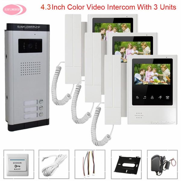 wired 4.3 inch video intercom system doorphone camera with door bell color wideo for multi- apartments/ home kit phones
wired 4.3 inch video intercom system doorphone camera with door bell color wideo for multi- apartments/ home kit phones