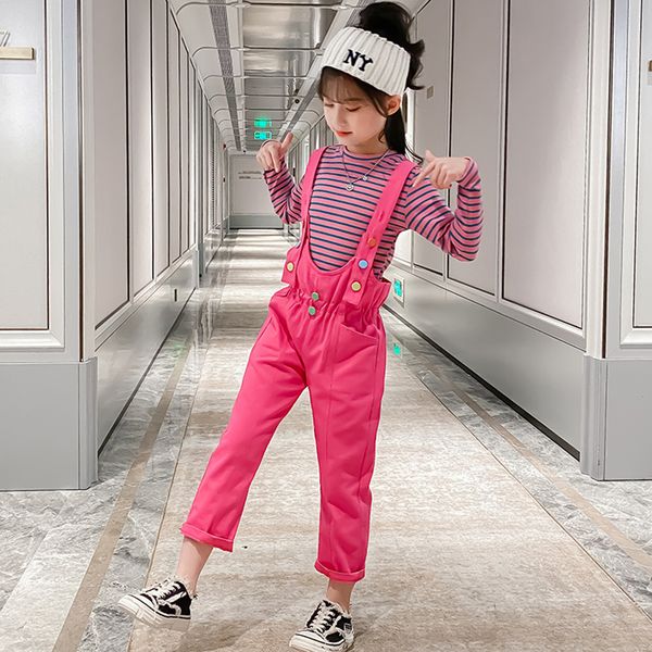 children clothes striped teenage girls clothing tshirt + jumpsuit girls sets clothing casual style costumes for children, White
children clothes striped teenage girls clothing tshirt + jumpsuit girls sets clothing casual style costumes for children, White
