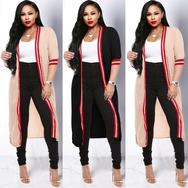 women's jackets zaggin 2021 autumn women solid 2-colors striped mid-length shawl cardigan lady v-neck half sleeve open stitch long coat, Black;brown
women's jackets zaggin 2021 autumn women solid 2-colors striped mid-length shawl cardigan lady v-neck half sleeve open stitch long coat, Black;brown