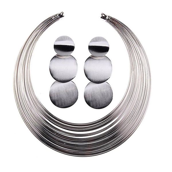 earrings & necklace forseven african jewelry set art style round multiple strands wedding party choker and for women bh, Silver
earrings & necklace forseven african jewelry set art style round multiple strands wedding party choker and for women bh, Silver