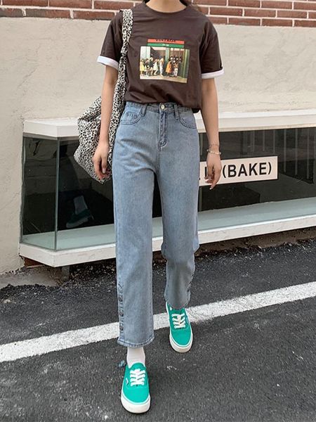 women's jeans 2021 traf high waist black classic vintage flaired split straight leg mom comfortable all-match harajuku pants, Blue
women's jeans 2021 traf high waist black classic vintage flaired split straight leg mom comfortable all-match harajuku pants, Blue