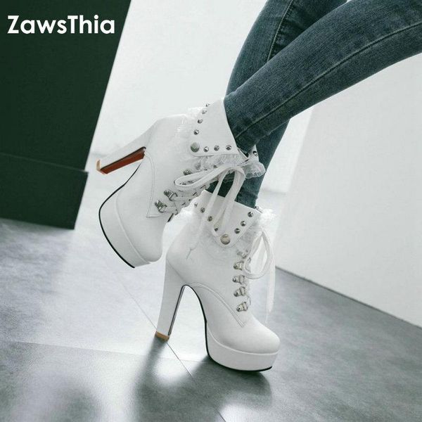 boots zawsthia white black platform high heels pumps lace up woman ankle winter punk women with ruffles size 33-48
boots zawsthia white black platform high heels pumps lace up woman ankle winter punk women with ruffles size 33-48