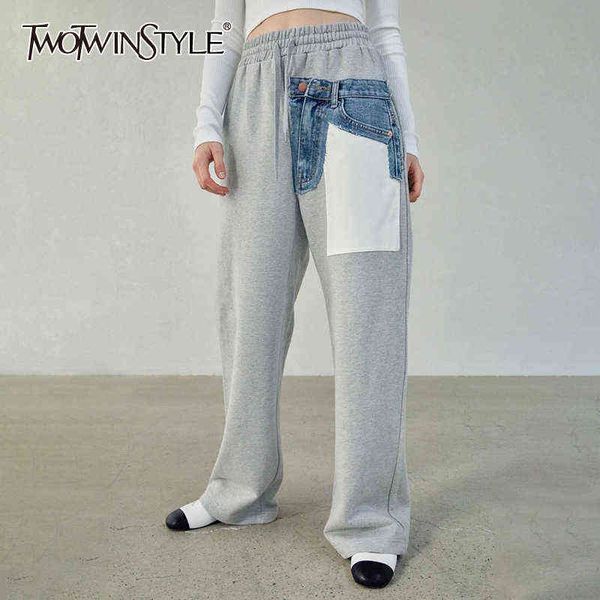 twotwinstyle casual wide leg pants for women high waist patchwork pocket straight loose trousers female fashion clothing 211124, Black;white
twotwinstyle casual wide leg pants for women high waist patchwork pocket straight loose trousers female fashion clothing 211124, Black;white