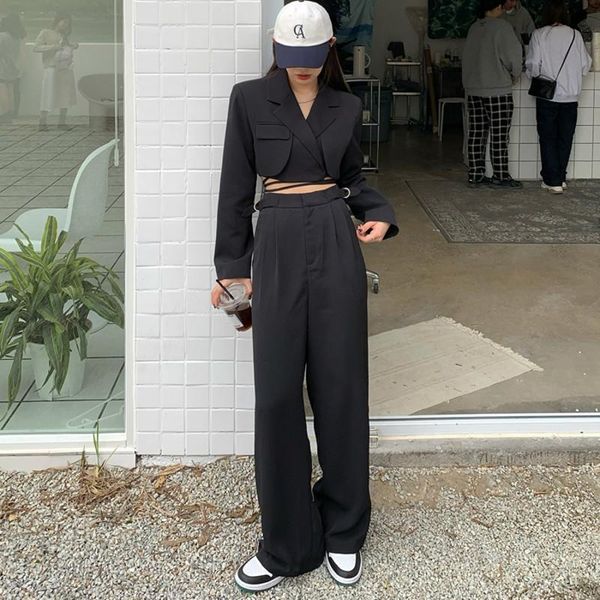 arrival korean fashion casual women's lace-up blazer coat jacket + elegant long pant 2 piece set suit two pants, White
arrival korean fashion casual women's lace-up blazer coat jacket + elegant long pant 2 piece set suit two pants, White