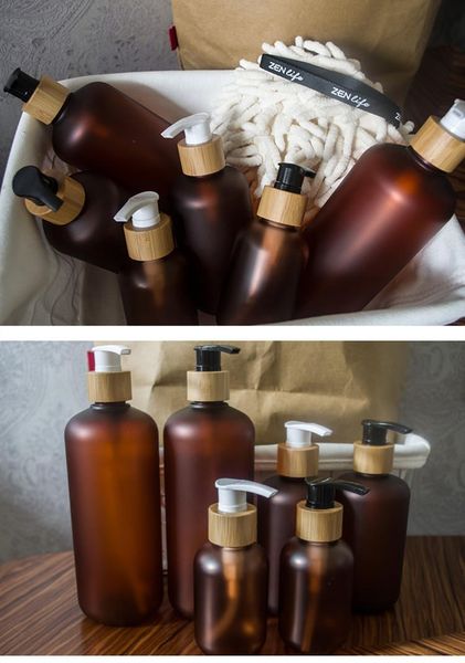 storage bottles & jars 10pcs cosmetic bamboo shampoo bottle 120ml 250ml 500ml frosted amber pet plastic with pump cap lotion packaging
storage bottles & jars 10pcs cosmetic bamboo shampoo bottle 120ml 250ml 500ml frosted amber pet plastic with pump cap lotion packaging