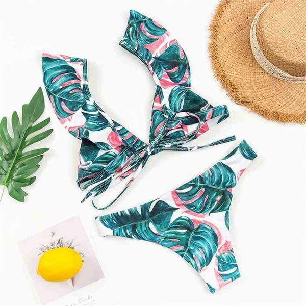 green bikini women summer leaf printed swimsuit two ruffled flounce padded with brazilian bottomby air
green bikini women summer leaf printed swimsuit two ruffled flounce padded with brazilian bottomby air