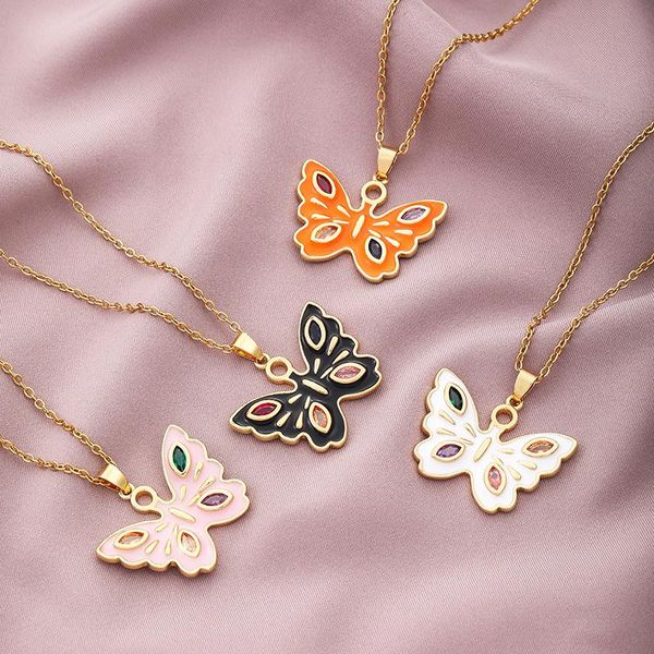 pendant necklaces 2021 est enamel butterfly with zircon necklace titanium steel chain for women girls jewelry, Silver
pendant necklaces 2021 est enamel butterfly with zircon necklace titanium steel chain for women girls jewelry, Silver