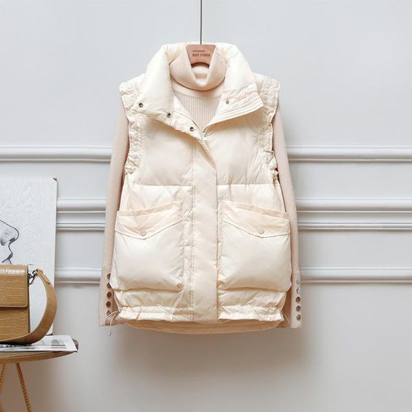 women's vests 2021 women autumn winter casual vest warm down cotton padded sleeveless jacket female zip-up turn-down collar waistcoat, Black;white
women's vests 2021 women autumn winter casual vest warm down cotton padded sleeveless jacket female zip-up turn-down collar waistcoat, Black;white