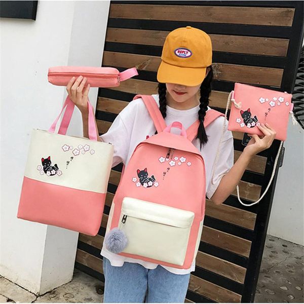 school bags 2021 4pcs/set for girls cute cat canvas backpack set student flower book bag kids food handbag pencil
school bags 2021 4pcs/set for girls cute cat canvas backpack set student flower book bag kids food handbag pencil