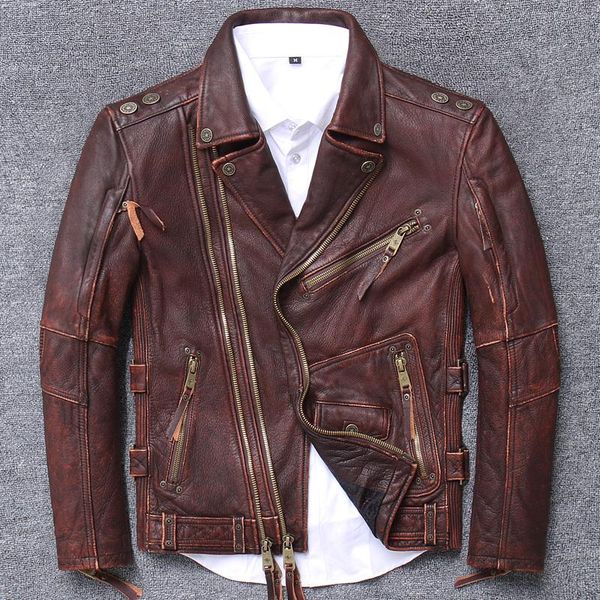 men's leather & faux man genuine clothing halley locomotive cycling wear head layer cowhide jacket youth loose motorcycle, Black
men's leather & faux man genuine clothing halley locomotive cycling wear head layer cowhide jacket youth loose motorcycle, Black