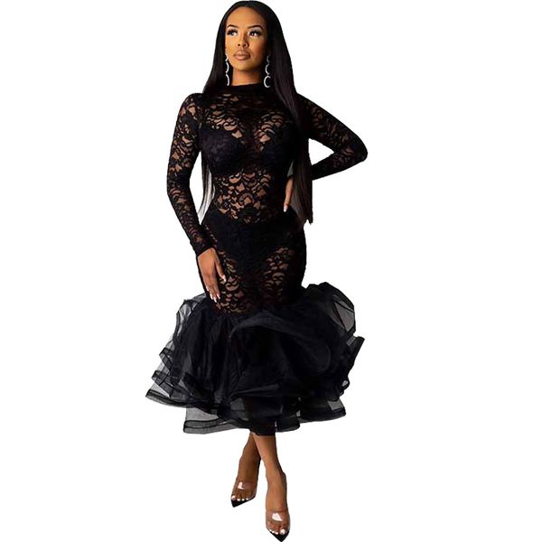 sheer lace dress women club layered ruffle organza lace floral midi bodycon dress bandage black elegant evening party dress, Black;white
sheer lace dress women club layered ruffle organza lace floral midi bodycon dress bandage black elegant evening party dress, Black;white