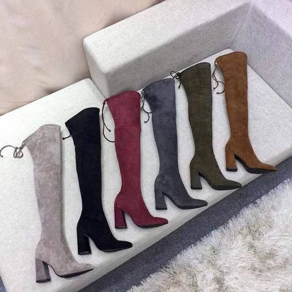 boots plush thin autumn and winter knee high thick heel leg elastic shoes, Black
boots plush thin autumn and winter knee high thick heel leg elastic shoes, Black