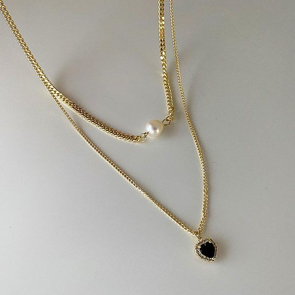 pendant necklaces allme french vintage black color enamel love heart necklace for women layered pearl leaves chain chokers, Silver
pendant necklaces allme french vintage black color enamel love heart necklace for women layered pearl leaves chain chokers, Silver