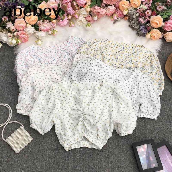 summer french style v-neck puff sleeve shirt floral ruched edible tree fungus edge waist shirt 210715, White
summer french style v-neck puff sleeve shirt floral ruched edible tree fungus edge waist shirt 210715, White