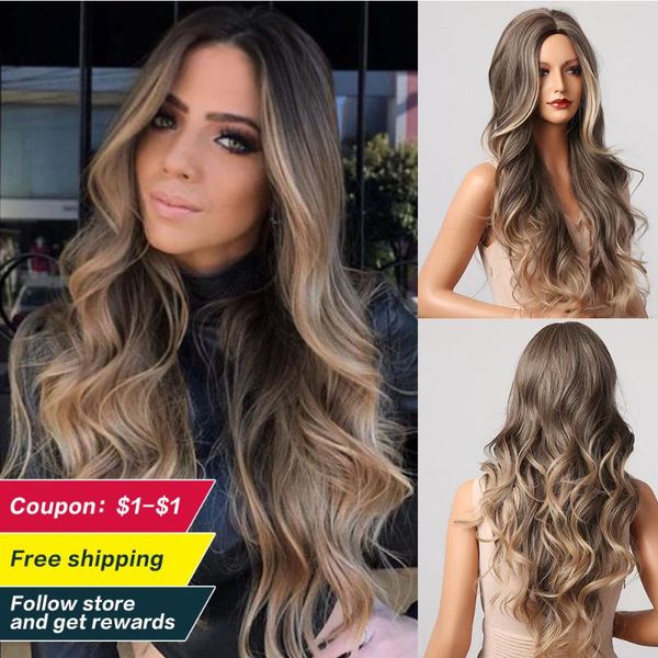 synthetic wigs henry margu long wavy natural for women brown blonde ombre heat resistant party cosplay hair, Black
synthetic wigs henry margu long wavy natural for women brown blonde ombre heat resistant party cosplay hair, Black