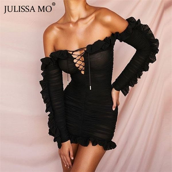 julissa mo double layers mesh bodycon summer dress off shoulder ruffles sleeve dress women female black short party dresses, Black;gray
julissa mo double layers mesh bodycon summer dress off shoulder ruffles sleeve dress women female black short party dresses, Black;gray