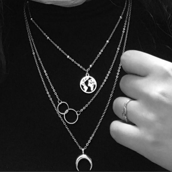 bohemian fashion moon circle map pendant necklace for women retro jewelry earth choker multilayer bijoux collares necklaces, Silver
bohemian fashion moon circle map pendant necklace for women retro jewelry earth choker multilayer bijoux collares necklaces, Silver
