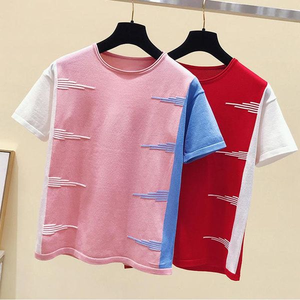 women's t-shirt summer vogue knitted t shirt women high stretch short sleeve slim contrasting tee femme ladies pullover tshirt, White
women's t-shirt summer vogue knitted t shirt women high stretch short sleeve slim contrasting tee femme ladies pullover tshirt, White