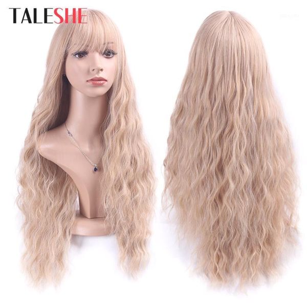 long blonde wigs with bangs water wave natural wavy hair synthetic wig for women african american lolita cosplay party1, Black
long blonde wigs with bangs water wave natural wavy hair synthetic wig for women african american lolita cosplay party1, Black