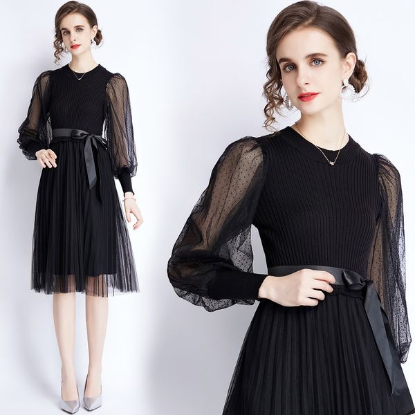 belly covering dress age reducing fat mm sister early autumn 2021 fashion knitted long sleeve splicing floral mesh skirt, Black;gray
belly covering dress age reducing fat mm sister early autumn 2021 fashion knitted long sleeve splicing floral mesh skirt, Black;gray