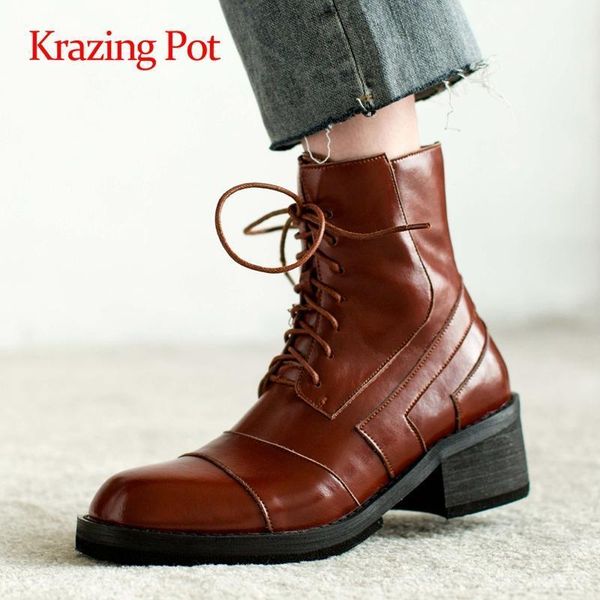 boots krazing pot 2021 western natural leather cross-tied round toe high square heel zipper beauty lady handsome ankle l561, Black
boots krazing pot 2021 western natural leather cross-tied round toe high square heel zipper beauty lady handsome ankle l561, Black