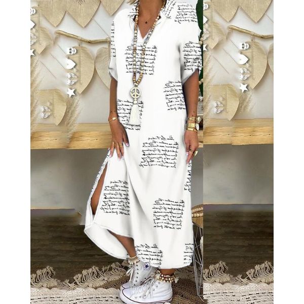 casual dresses letter print shirt dress women 2021 summer button long sleeve loose beach maxi split party vestidos, Black;gray
casual dresses letter print shirt dress women 2021 summer button long sleeve loose beach maxi split party vestidos, Black;gray