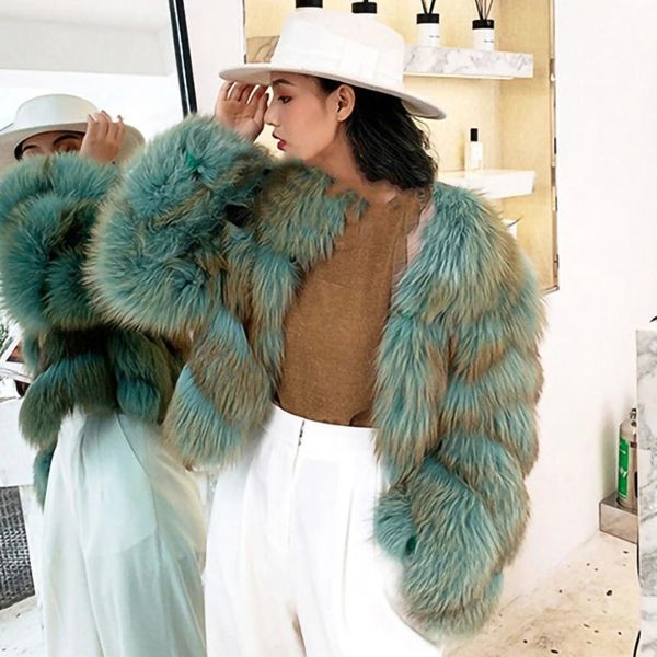 women's fur & faux ur design green short slim women jacket with long sleeves fashion female winter thick warm genuine outerwear, Black
women's fur & faux ur design green short slim women jacket with long sleeves fashion female winter thick warm genuine outerwear, Black