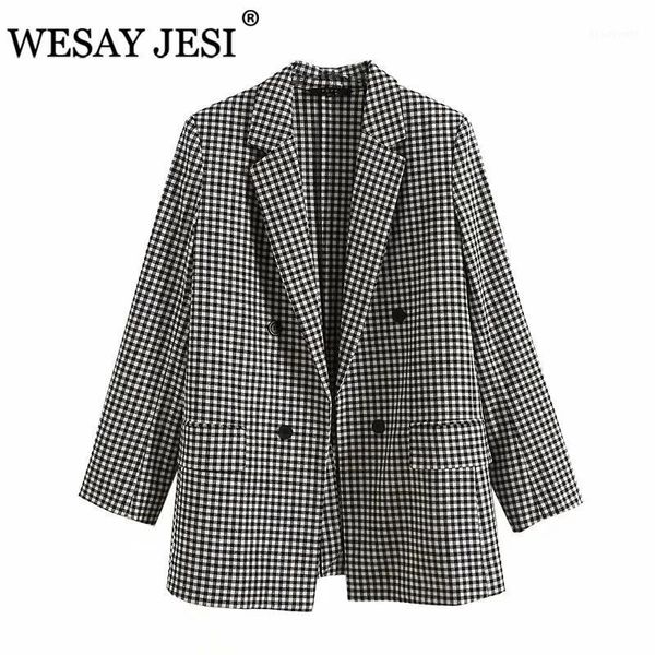 women's suits & blazers wesay jesi autumn 2021 clothing jackets fashion plaid coat double breasted long sleeve elegant female blazer po, White;black
women's suits & blazers wesay jesi autumn 2021 clothing jackets fashion plaid coat double breasted long sleeve elegant female blazer po, White;black