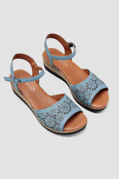 sandals genuine leather gwendoline blue laser embroidered, Black