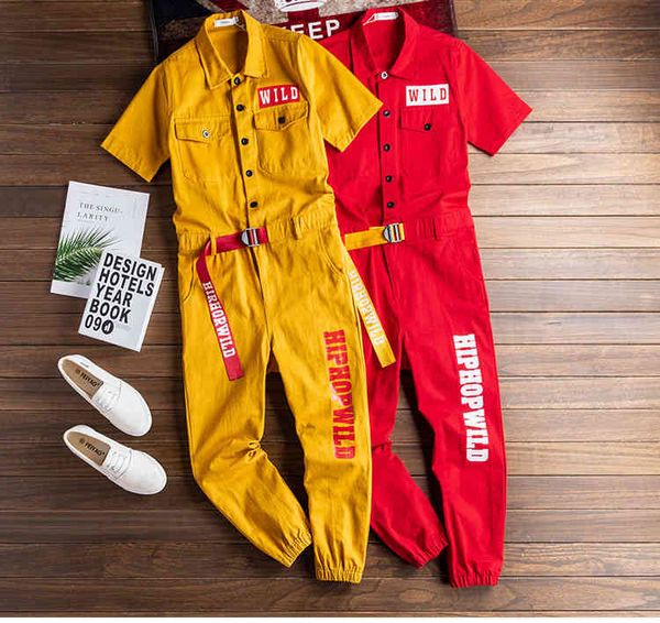 men's letter printed short-sleeved jumpsuit multi-pocket hip-hop jogging pants yellow red loose overalls men, Blue
men's letter printed short-sleeved jumpsuit multi-pocket hip-hop jogging pants yellow red loose overalls men, Blue