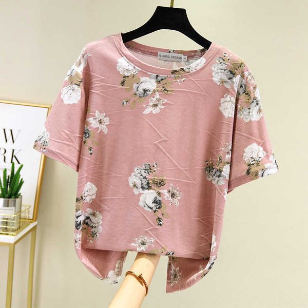 korea white t shirt women clothes summer short sleeve floral print casual tshirt female cotton tee shirt femme 210604
korea white t shirt women clothes summer short sleeve floral print casual tshirt female cotton tee shirt femme 210604