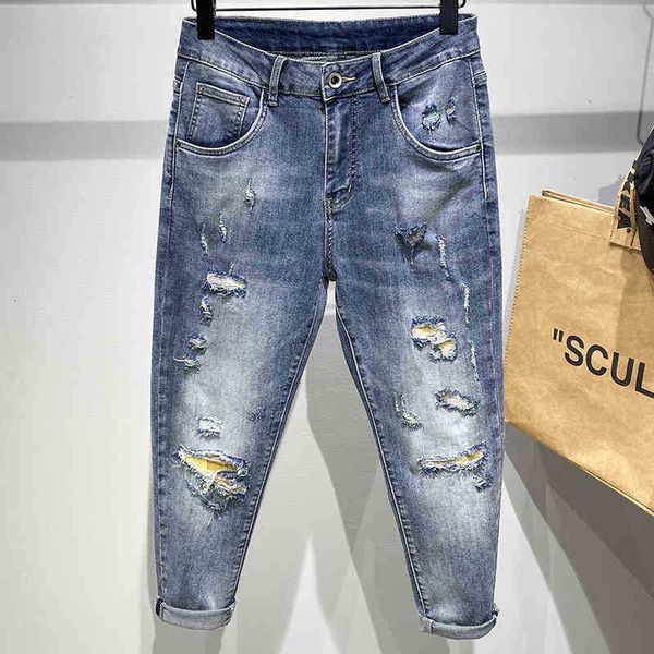 men's jeans jeans summer ripped hole men designer for slim fit elastic printed street fashion mens clothing ylfc, Blue
men's jeans jeans summer ripped hole men designer for slim fit elastic printed street fashion mens clothing ylfc, Blue