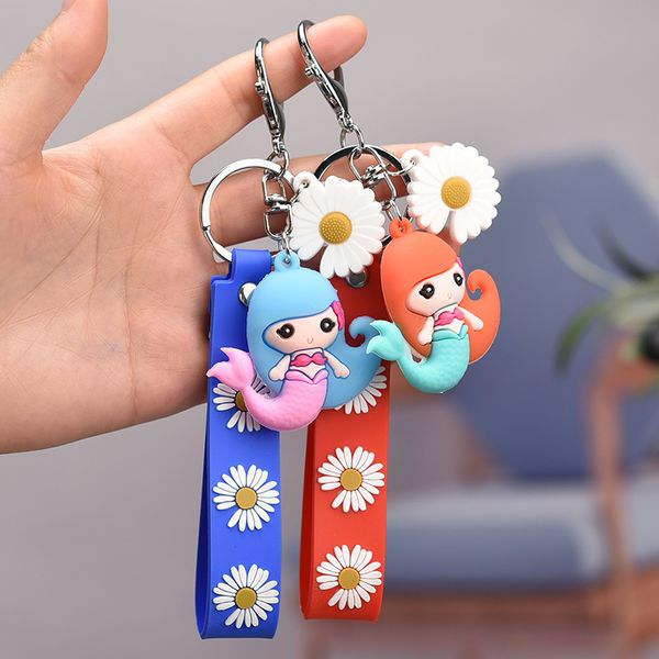 put on the little daisy drop glue mermaid doll personality trend car key chain ring pendanta1, Silver
put on the little daisy drop glue mermaid doll personality trend car key chain ring pendanta1, Silver