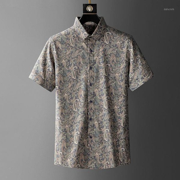 luxury summer men's shirt short sleeve slim flower versatile paisley shirts men dress casual, White;black
luxury summer men's shirt short sleeve slim flower versatile paisley shirts men dress casual, White;black