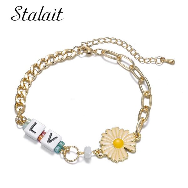 charm bracelets 2021 flower for women letter beads chrysanthemum accesories wholesale lots jewer handmad gold link bracelet, Golden;silver
charm bracelets 2021 flower for women letter beads chrysanthemum accesories wholesale lots jewer handmad gold link bracelet, Golden;silver